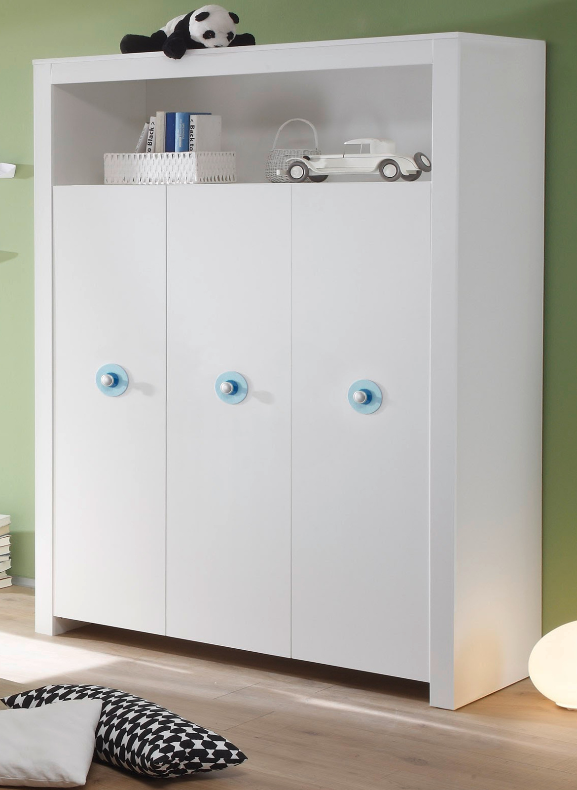 Baby schrank kleiderschrank weià 3 türig blau kinderzimmer möbel ...