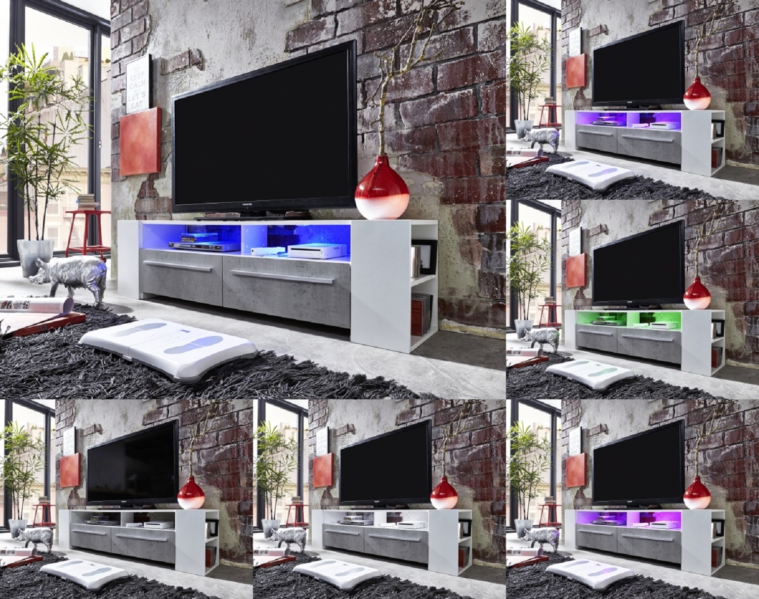 Tv lowboard henry weià glänzend 160 cm guenstigeinrichten.de Fernsehschrank weiß