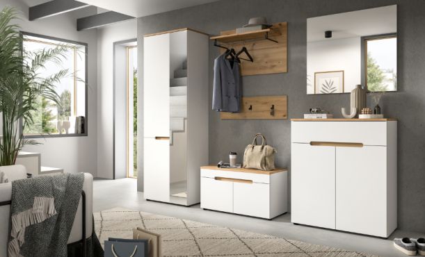 Garderobe Cooper weiß und Eiche