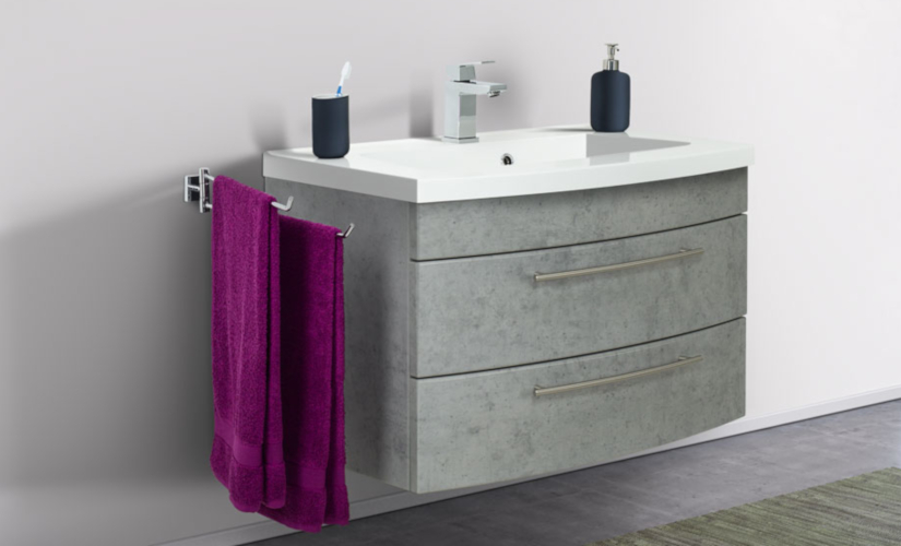 Badezimmer: Günstige Waschbeckenunterschränke grau