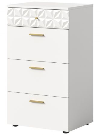 Kommode Relief in wei Hochglanz mit 3-D Struktur Schubladenkommode 53 x 92 cm