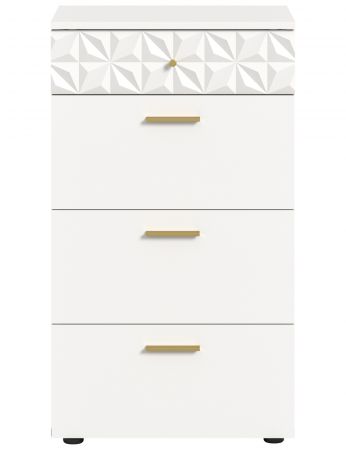 Kommode Relief in wei Hochglanz mit 3-D Struktur Schubladenkommode 53 x 92 cm