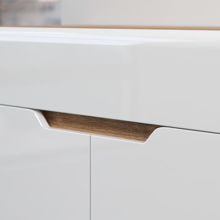 Garderobenschrank Marlon in wei Hochglanz und Evoke Eiche Garderobe oder groer Schuhschrank 65 x 203 cm