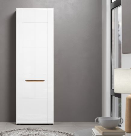 Garderobenschrank Marlon in wei Hochglanz und Evoke Eiche Garderobe oder groer Schuhschrank 65 x 203 cm