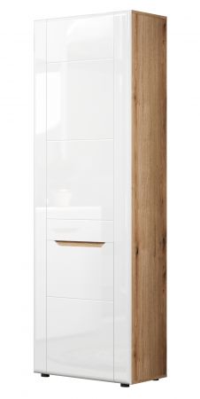 Garderobenschrank Marlon in wei Hochglanz und Evoke Eiche Garderobe oder groer Schuhschrank 65 x 203 cm