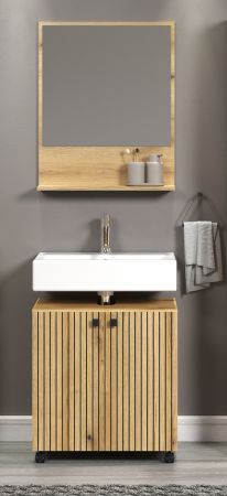 Badezimmer Spiegel Bliss in Evoke Eiche Badspiegel mit Ablage 60 cm