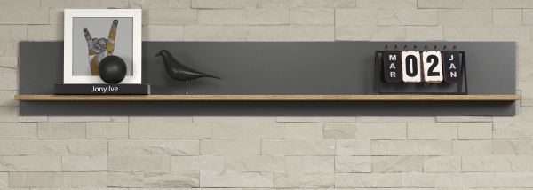 Wandboard Esteban in grau und Evoke Eiche Wandregal 167 x 25 cm
