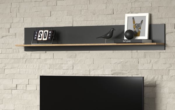 Wandboard Esteban in grau und Evoke Eiche Wandregal 167 x 25 cm