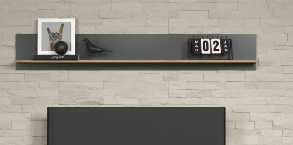 Wandboard Esteban in grau und Evoke Eiche Wandregal 167 x 25 cm