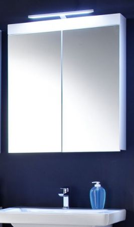 Badezimmer Spiegelschrank Amanda in weiß Hochglanz 2-türig inkl. LED 60 x 77 cm