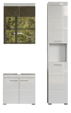 Badezimmer Badm�bel Set Adamo in wei� Hochglanz Badkombination 3-teilig 112 x 190 cm