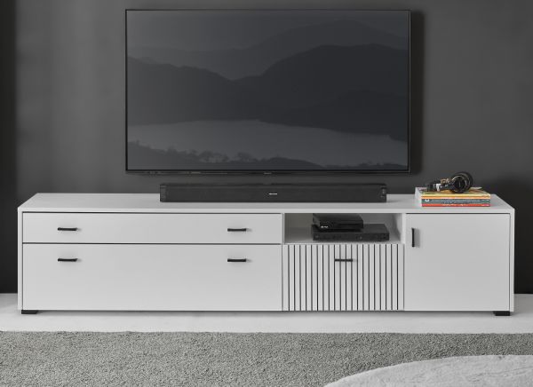 TV-Lowboard Merced in wei matt TV Unterteil 200 x 44 cm