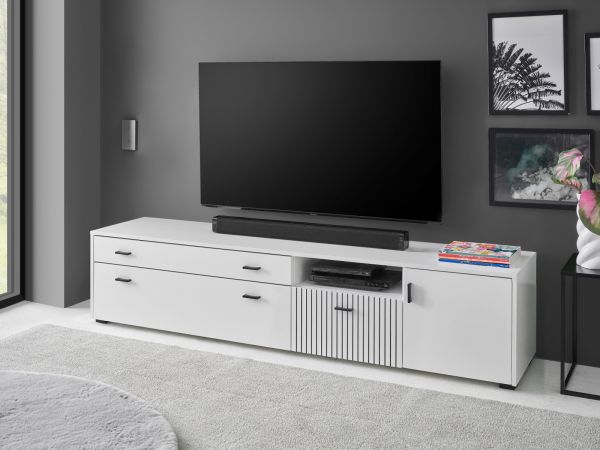 TV-Lowboard Merced in wei matt TV Unterteil 200 x 44 cm