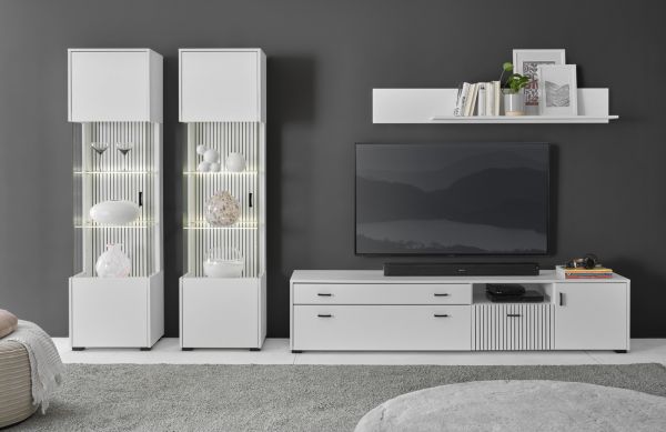 TV-Lowboard Merced in wei matt TV Unterteil 200 x 44 cm