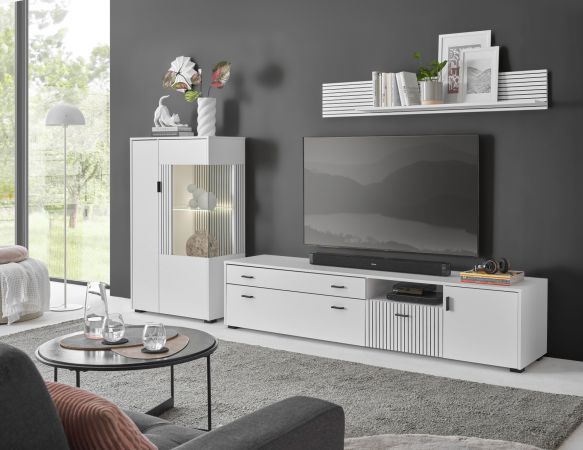 TV-Lowboard Merced in wei matt TV Unterteil 200 x 44 cm
