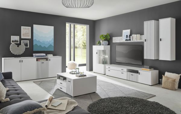 TV-Lowboard Merced in wei matt TV Unterteil 200 x 44 cm