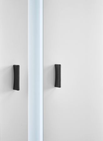 Vitrine Bellport in wei matt Highboard inklusive Frontbeleuchtung 80 x 125 cm