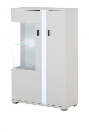 Vitrine Bellport in wei matt Highboard inklusive Frontbeleuchtung 80 x 125 cm