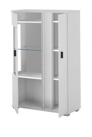 Vitrine Bellport in wei matt Highboard inklusive Frontbeleuchtung 80 x 125 cm