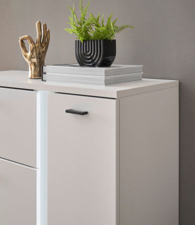 Highboard Bellport in wei matt Kommode inklusive Frontbeleuchtung 100 x 125 cm