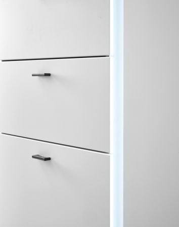 Highboard Bellport in wei matt Kommode inklusive Frontbeleuchtung 100 x 125 cm