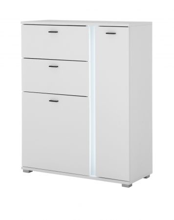 Highboard Bellport in wei matt Kommode inklusive Frontbeleuchtung 100 x 125 cm