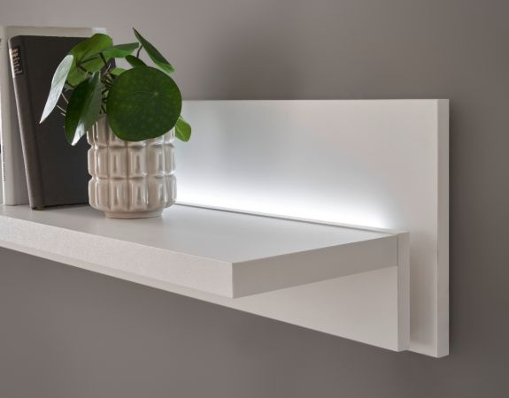 Wohnwand Bellport in wei matt Wohnkombination inklusive Frontbeleuchtung 330 x 200