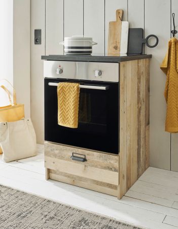 Herdumbauschrank Stove in Used Wood hell und anthrazit Kche Unterschrank 60 cm