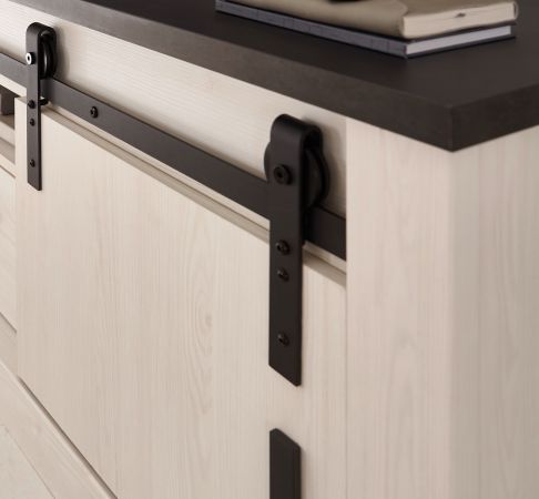 Kche Stove in wei Pinie und anthrazit Landhaus Kchenschrank Set 4-teilig 264 x 200 cm