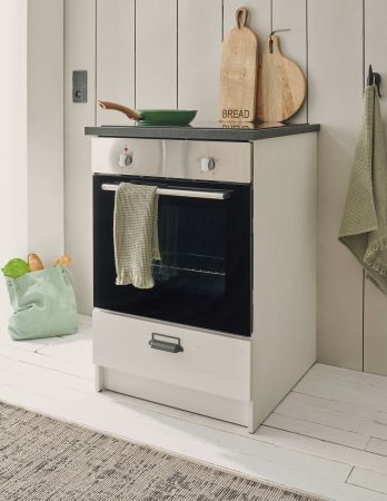 Kche Stove in wei Pinie und anthrazit Landhaus Kchenschrank Set 4-teilig 264 x 200 cm