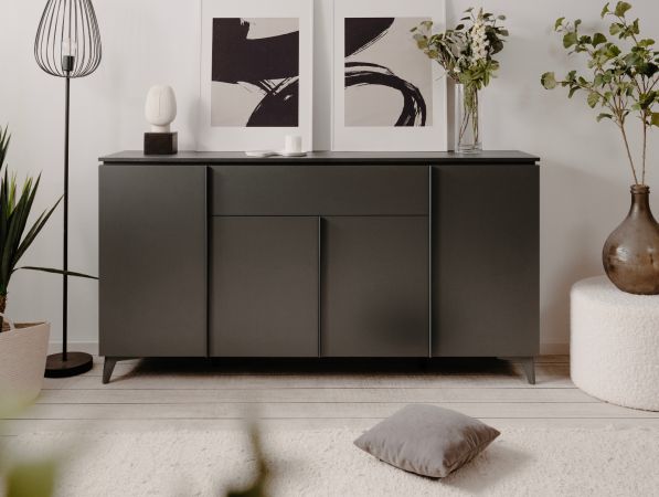 Sideboard Visby in grau und Schiefer Wohn- und Esszimmer Kommode 177 x 92 cm