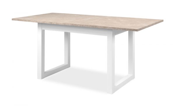 Esstisch Visby in wei und Sandstein Kchentisch ausziehbar 120 / 160 x 80 cm