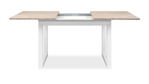 Esstisch Visby in wei und Sandstein Kchentisch ausziehbar 120 / 160 x 80 cm