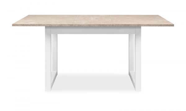 Esstisch Visby in wei und Sandstein Kchentisch ausziehbar 120 / 160 x 80 cm