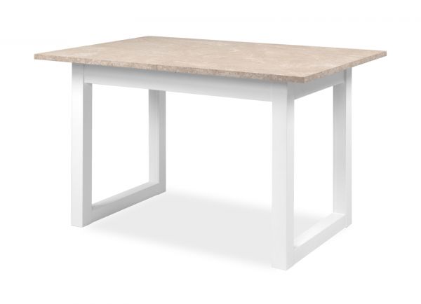Esstisch Visby in wei und Sandstein Kchentisch ausziehbar 120 / 160 x 80 cm