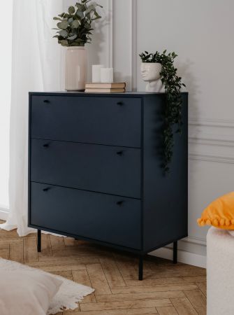 Kommode Barina in blau Wohn- und Esszimmer Schubladenkommode 80 x 90 cm