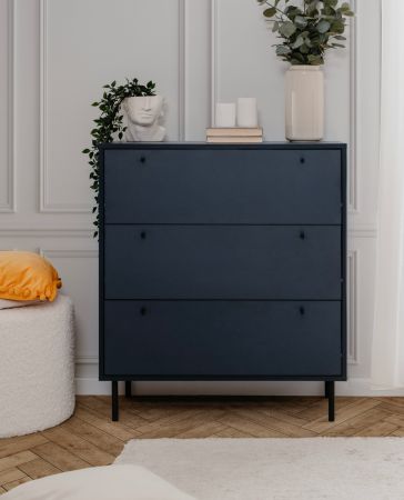 Kommode Barina in blau Wohn- und Esszimmer Schubladenkommode 80 x 90 cm
