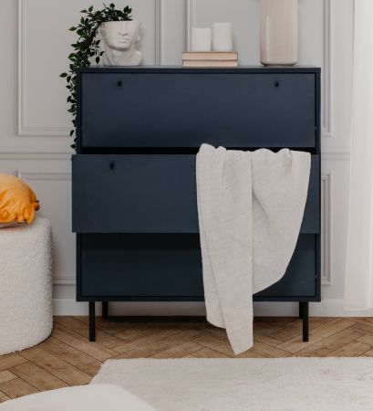Kommode Barina in blau Wohn- und Esszimmer Schubladenkommode 80 x 90 cm