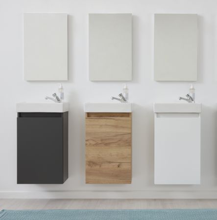 Badmbel komplett Set Champ in grau inkl. Waschbecken und Spiegel Breite 40 cm