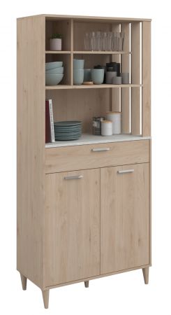 Parisot Kchenschrank Diner in Jackson Eiche und Beton grau Kche Buffet 84 x 182 cm