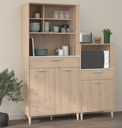 Parisot Kchenschrank Diner in Jackson Eiche und Beton grau Kche Buffet 84 x 182 cm
