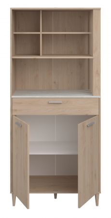 Parisot Kchenschrank Diner in Jackson Eiche und Beton grau Kche Buffet 84 x 182 cm