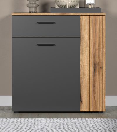Kommode Esteban in grau und Evoke Eiche Sideboard 80 cm