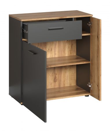 Kommode Esteban in grau und Evoke Eiche Sideboard 80 cm