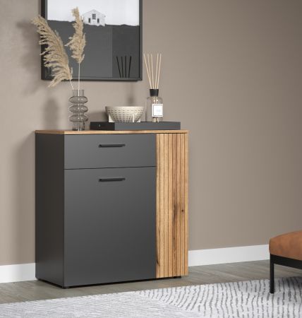 Kommode Esteban in grau und Evoke Eiche Sideboard 80 cm