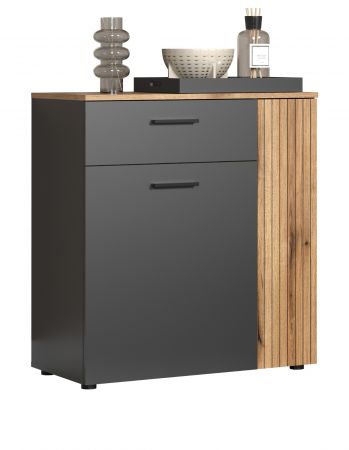 Kommode Esteban in grau und Evoke Eiche Sideboard 80 cm