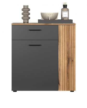 Kommode Esteban in grau und Evoke Eiche Sideboard 80 cm