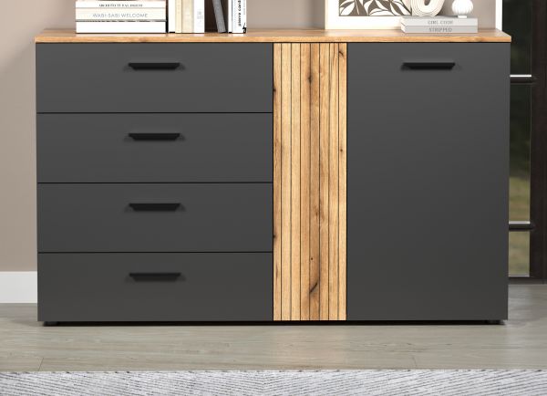 Sideboard Esteban in grau und Evoke Eiche Kommode 139 cm
