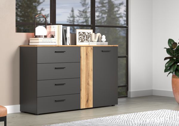 Sideboard Esteban in grau und Evoke Eiche Kommode 139 cm