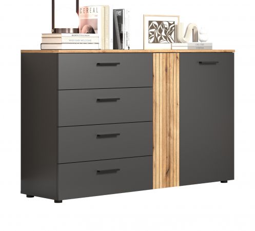 Sideboard Esteban in grau und Evoke Eiche Kommode 139 cm